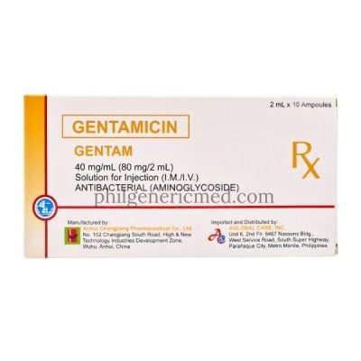 Gentamicin 40mg/ml (80mg/2ml)  2 ml x 10 Ampoules