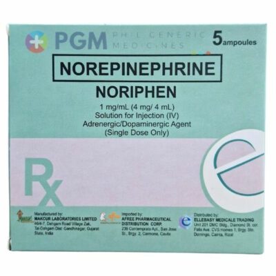 Norepinephrine 1mg/ml(4mg/4ml)/ampules (NORIPHEN)