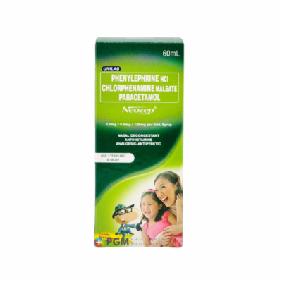 Phenylephrine HCI Chlorphenamine Maleate Paracetamol 2.5mg / 0.5mg / 125mg per 5ml / 60ml ( NEOZEP )