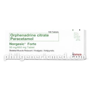 Orphenadrine Citrate + Paracetamol NORGESIC FORTE 50mg/650mg Tablet 100's
