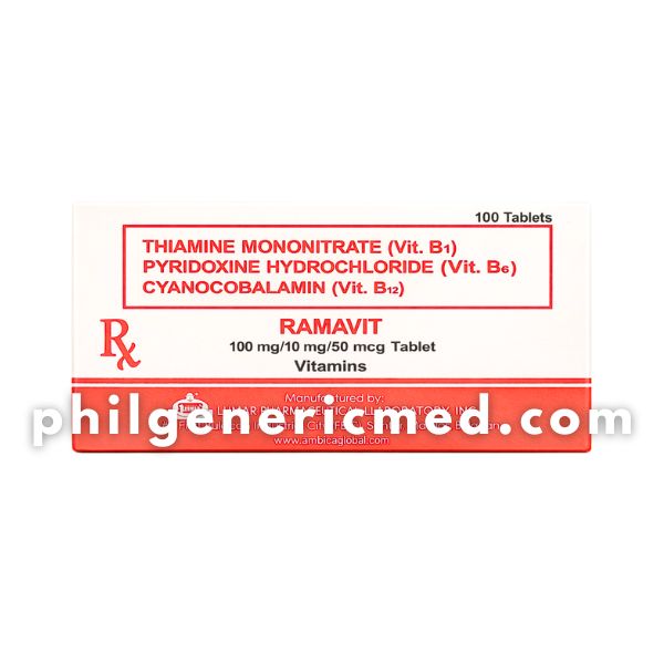 Thiamine Mononitrate (Vit. B1) Pyridoxine Hydrochloride ( Vit. B6) Cyanocobalamin (Vit. B12) RAMAVIT 300mg Tablet 100's