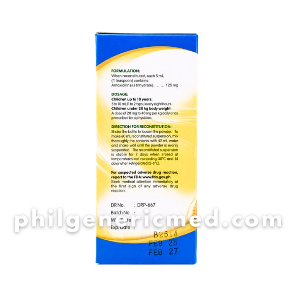 Amoxicillin VAROLOX 125mg/5mL Powder for Oral Suspension Syrup (Orange Flavor) 60ml 1's - Image 3