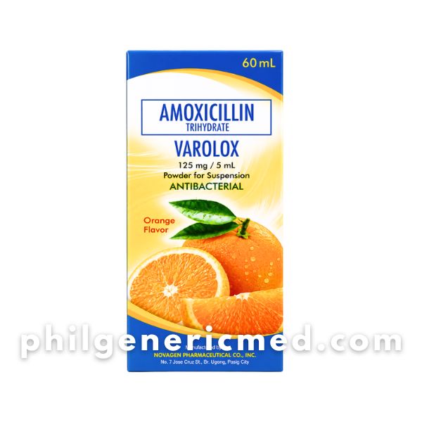 Amoxicillin VAROLOX 125mg/5mL Powder for Oral Suspension Syrup (Orange Flavor) 60ml 1's