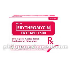 Erythromycin ERYSAPH T500 500mg Film-Coated Tablet 100's