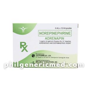 Norepinephrine ADRENAPIN 1mg/mL (4 mg/4 mL) Ampoules 10's
