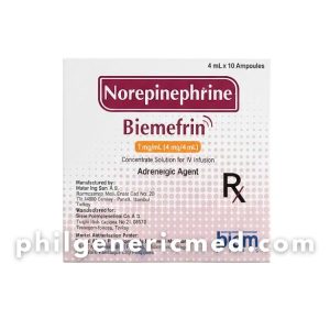 Norepinephrine BIEMEFRIN 1mg/mL (4 mg/4 mL) Ampoules 10's