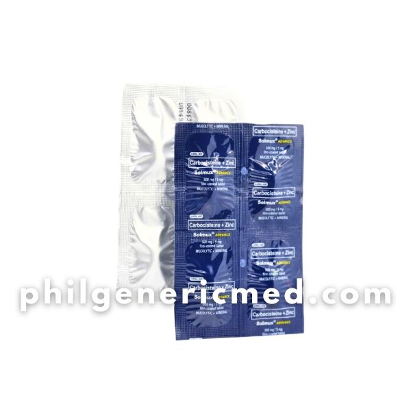 Carbocisteine + Zinc SOLMUX ADVANCE 500mg/5mg Tablets 100's - Image 2