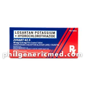 Losartan Potassium + Hydrochlorothiazide ZOSART 62.5 50mg/12.5mg Tablet 100's