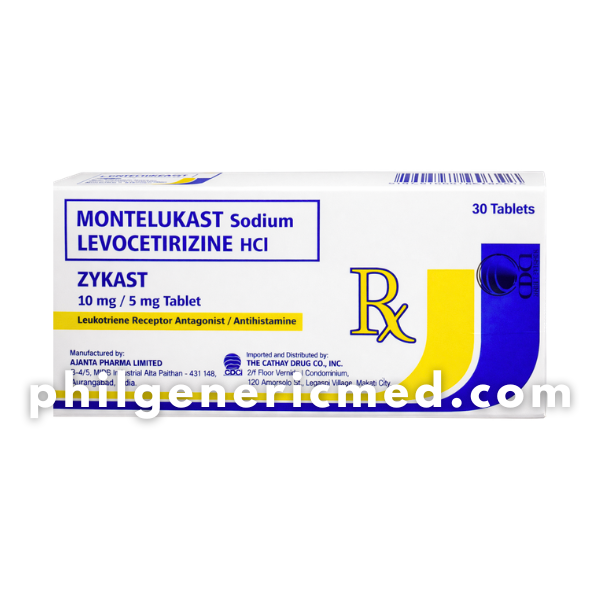 Montelukast Sodium + Levocetirizine HCl ZYKAST 10mg/5mg Tablet 30's