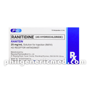 Ranitidine (as Hydrochloride) RANITEIN 25mg/mL Solution for Injection (IM/IV) Ampoules 10's