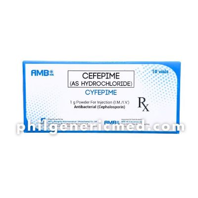Cefepime (as hydrochloride) CYFEPIME 1g Powder 10's