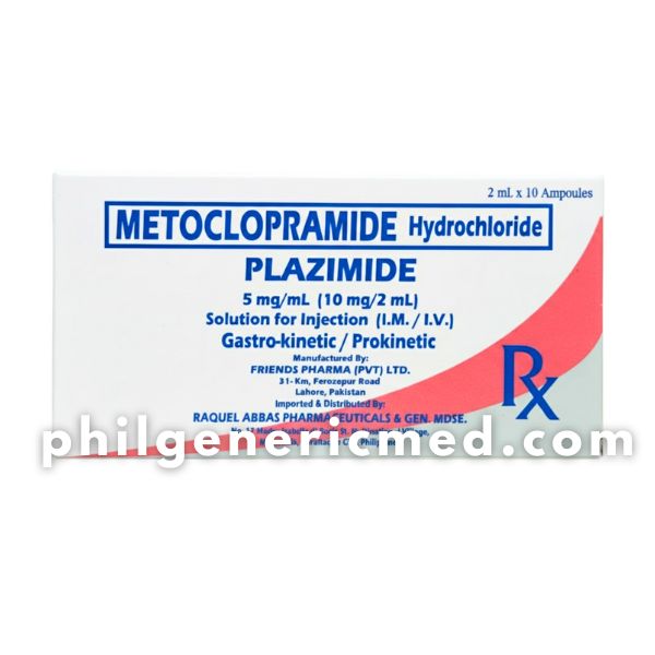 Metoclopramide Hydrochloride PLAZIMIDE 5mg/ml (10mg/2ml) Ampoules 10's