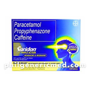 Paracetamol Propyphenazone Caffeine SARIDON Triple Action 250mg/150mg/50mg Tablets 120's