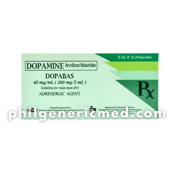 Dopamine Hydrochloride DOPABAS 40mg/ml (200mg / 5ml ) Ampoules 5ml x 10's