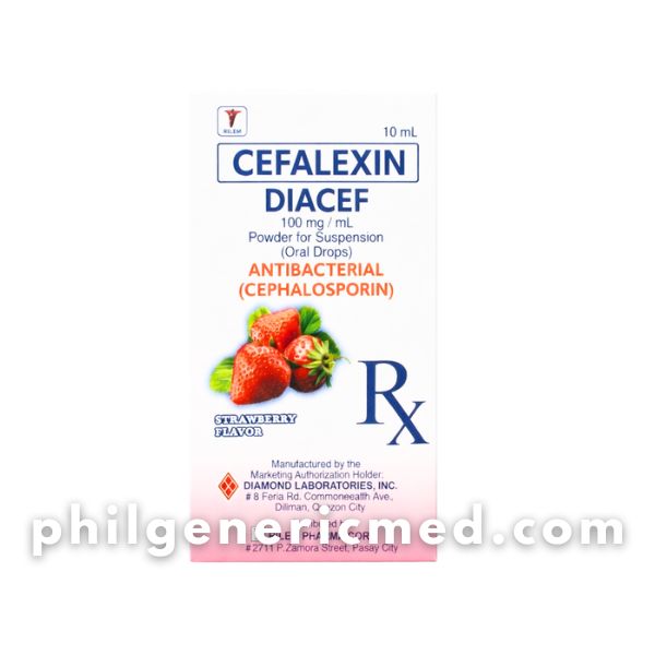 Cefalexin DIACEF 100mg/mL Strawberry Flavor Powder for Suspension 10 mL