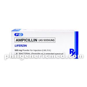 Ampicillin (as Sodium) LIFERZIN 500 mg Powder for Injection (I.M./I.V.) 10's