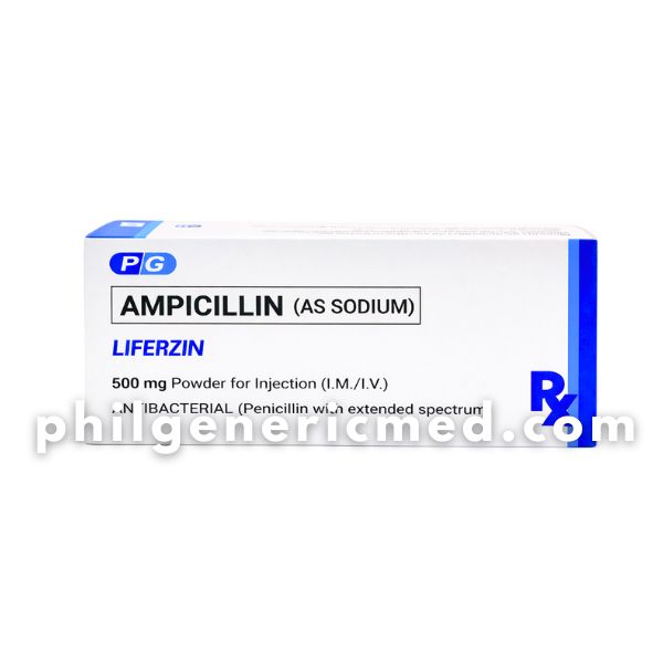 Ampicillin (as Sodium) LIFERZIN 500 mg Powder for Injection (I.M./I.V.) 10's