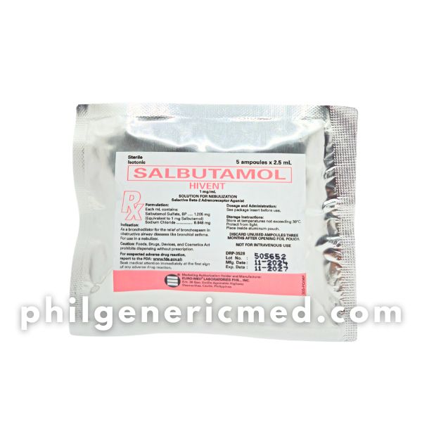 Salbutamol HIVENT 1mg/ml Ampoule 2.5ml (Euro-Med) 30's - Image 4