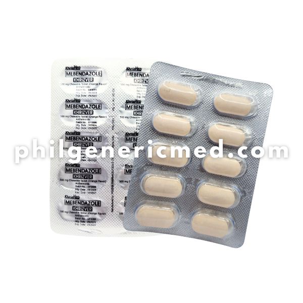 Mebendazole KHRIZVER 500mg Chewable Tablet (Orange Flavor) Tablet 100's - Image 3