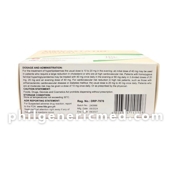 Simvastatin PHILSTAT 10mg Film-Coated Tablet 100's - Image 2