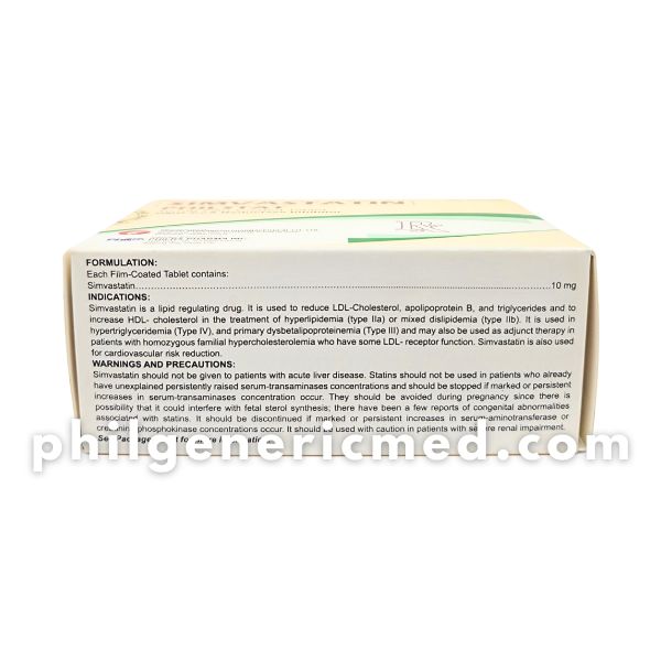 Simvastatin PHILSTAT 10mg Film-Coated Tablet 100's - Image 3