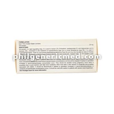 Simvastatin PHILSTAT 20mg Film-Coated Tablet 100's - Image 2