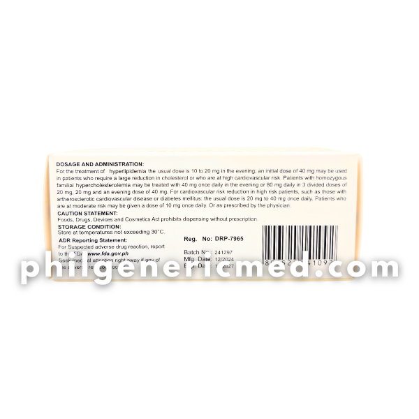 Simvastatin PHILSTAT 20mg Film-Coated Tablet 100's - Image 4