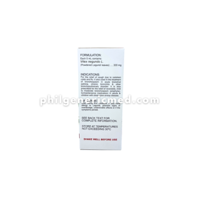 Vitex Negundo L. Lagundi Leaf CLIRCAF 60ml Syrup 300mg / 5mL - Image 4