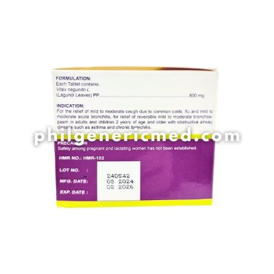 Vitex Negundo L. Lagundi Leaf ASFLEM 600mg Tablet Anti-Cough/Anti-Asthma 100's - Image 4