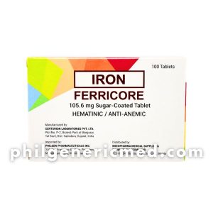 Ferrous Sulfate IRON FERRICORE 105.6mg Sugar-Coated Tablet 100's