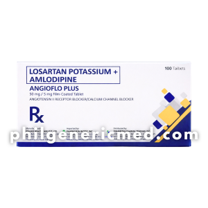 Losartan Potassium + Amlodopine ANGIOFLO PLUS 50mg/5mg Film-Coated Tablet 100's
