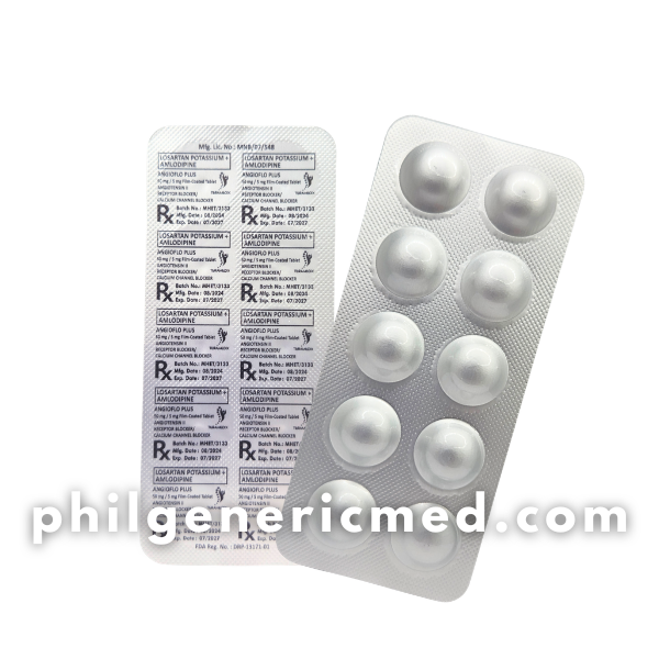 Losartan Potassium + Amlodopine ANGIOFLO PLUS 50mg/5mg Film-Coated Tablet 100's - Image 2