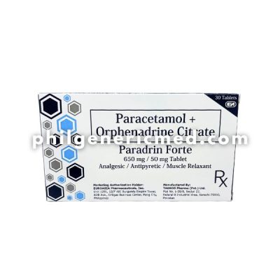 Paracetamol + Orphenadrine Citrate PARADRIN FORTE 650mg/50mg Tablet 30's