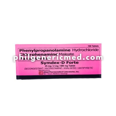 Phenylpropanolamine Hydrochloride Chlorphenamine Maleate Paracetamol SYMDEX-D FORTE 25mg/2mg/500mg Tablet 100's - Image 2