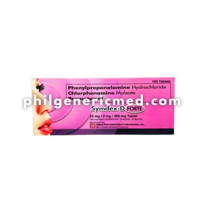 Phenylpropanolamine Hydrochloride Chlorphenamine Maleate Paracetamol SYMDEX-D FORTE 25mg/2mg/500mg Tablet 100's