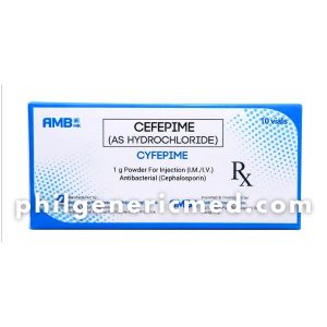 Cefepime (as hydrochloride) CYFEPIME 1g Powder 10's