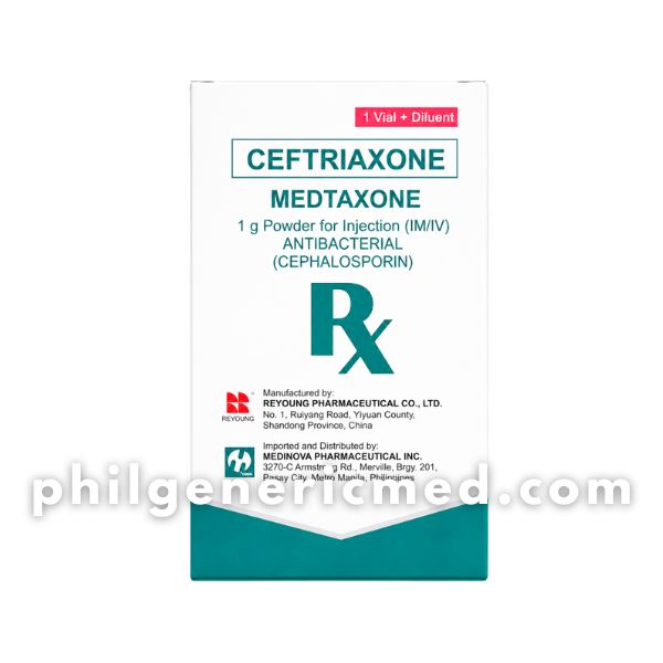 Ceftriaxone MEDTAXONE 1g Powder for Injection 1's