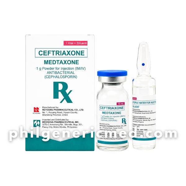 Ceftriaxone MEDTAXONE 1g Powder for Injection 1's - Image 2