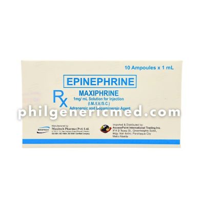 Epinephrine MAXIPHRINE 1mg/mL Ampoules x 1 mL 10's