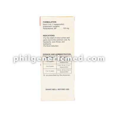 Paracetamol PYRESAPH-125 125mg/5mL Suspension 60ml - Image 2