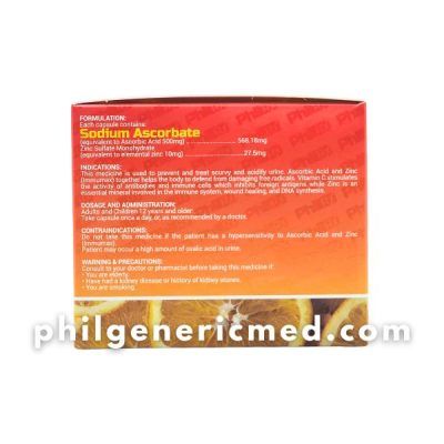 Ascorbic Acid + Zinc IMMUMAX 500mg/10mg Capsule 100's - Image 4