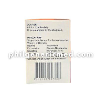 Vitamin B1 + B6 + B12 NEURONERV 100mg/5mg/50mcg Tablet 100's - Image 2
