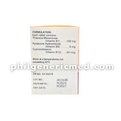 Vitamin B1 + B6 + B12 NEURONERV 100mg/5mg/50mcg Tablet 100's - Image 3