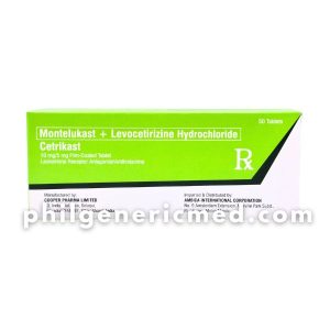 CETRIKAST (Montelukast + Levocetirizine Hydrochloride 10 mg/5 mg Film-Coated Tablet 50's