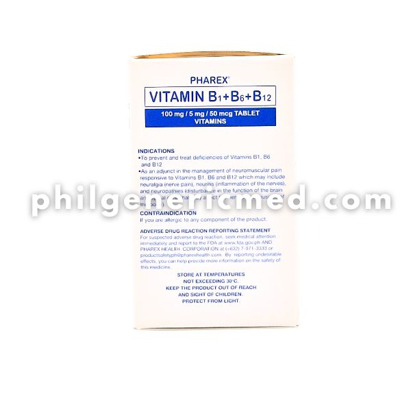 Vitamin B1 + B6 + B12 PHAREX (B-Complex) Tablet 100's - Image 3