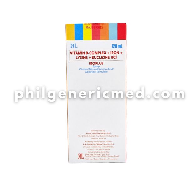 Vitamin B-Complex + Iron + Lysine + Buclizine Hydrochloride IROPLUS Syrup 120ml - Image 4