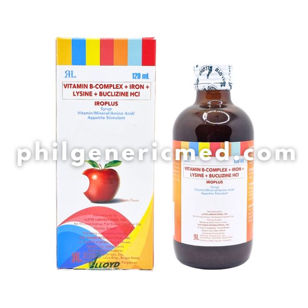 Vitamin B-Complex + Iron + Lysine + Buclizine Hydrochloride IROPLUS Syrup 120ml - Image 2