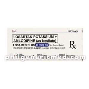 Losartan Potassium + Amlodipine (as besilate) LOSAMED PLUS 50mg/5mg Film-Coated Tablet 100's