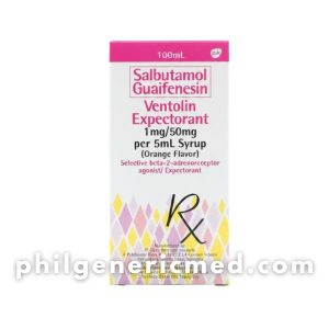 Salbutamol Guaifenesin VENTOLIN EXPECTORANT 1mg/50mg per 5mL Orange Flavor Syrup 100mL