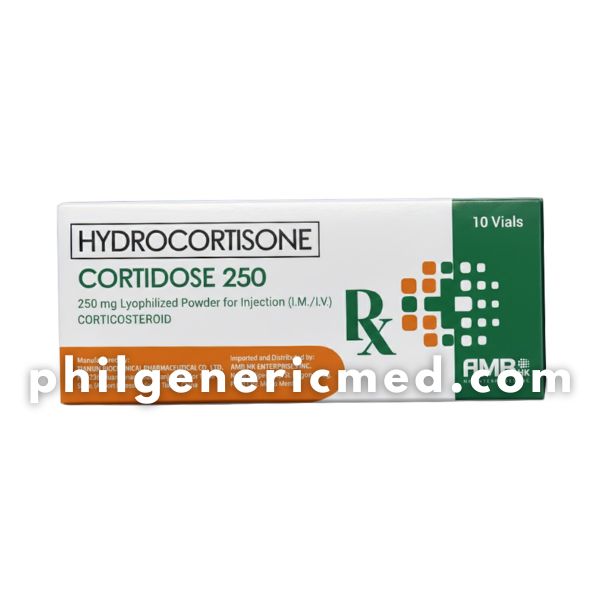 Hydrocortisone CORTIDOSE 250 250mg Lyophilized Powder for Injection Vials 10's
